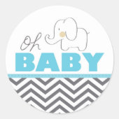 Oh Baby Elephant - Sticker Invitation Baby shower (Devant)