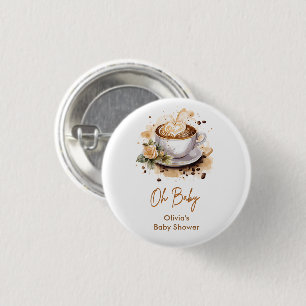 Oh Baby Er Komt Een Baby Aan - Bruine Koffie Baby Ronde Button 3,2 Cm