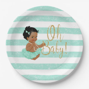 Oh Baby Etnisch Meisje Aqua Tutu Ballerina Glitter Papieren Bordje