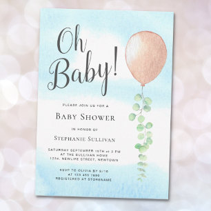 Oh Baby Eucalyptus ballon Neutraal Baby shower Kaart