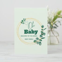 Oh Baby Eucalyptus Leaves  Baby Shower Kaart