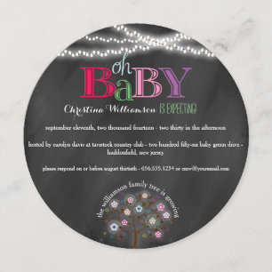 Oh Baby Familieboom en Licht Baby shower nodigt ui Kaart
