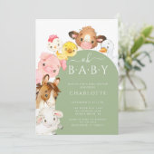 Oh Baby Farm Animaux Baby shower Invitation (Debout devant)