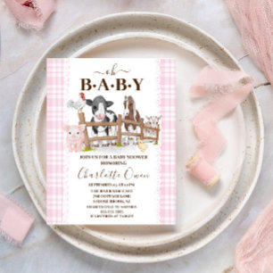 Oh Baby Farm Animaux Baby shower Invitation
