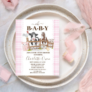 Oh Baby Farm Animaux Baby shower Invitation
