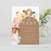 Oh Baby Farm Animaux Baby shower Invitation (Debout devant)
