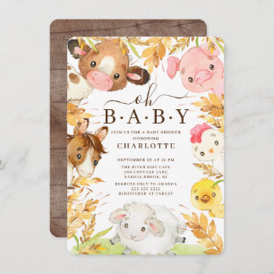 Oh Baby Farm Animaux Douche Invitation