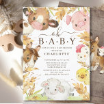 Oh Baby Farm Animaux Douche Invitation<br><div class="desc">Design d'animaux de basse-cour adorable avec cadre de vache,  cheval,  cochon,  poulet,  poussin et mouton le plus doux. Retournez notre carte pour voir un bois rustique avec nos mignons amis de la ferme. Visitez notre boutique pour voir toute notre collection d'amis de la baryade Oh Baby</div>