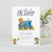 Oh Baby Farm Tractor Baby shower Invitation (Debout devant)