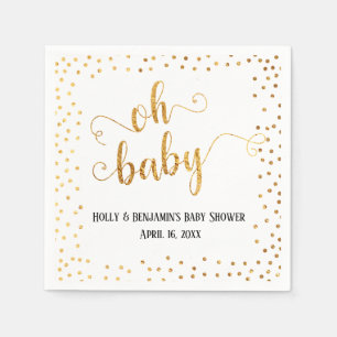 "Oh Baby" Faux Gold Foil Confetti, namen en datum Servet