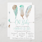 Oh Baby Feather Baby shower Invitation (Devant / Derrière)