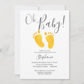 Oh Baby Feet Jaune Baby shower Invitation (Devant)