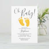 Oh Baby Feet Jaune Baby shower Invitation (Debout devant)