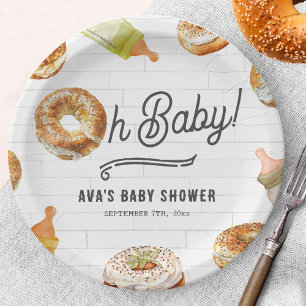 Oh Baby Flessen & Bagels Baby shower Brunch Papieren Bordje