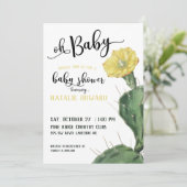 Oh Baby Floral Baby shower Succulent Invitation (Debout devant)