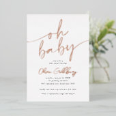 Oh Baby Foil Baby shower Invitation (Debout devant)