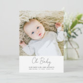 Oh Baby Foto geboorteaankondiging (Staand voorkant)