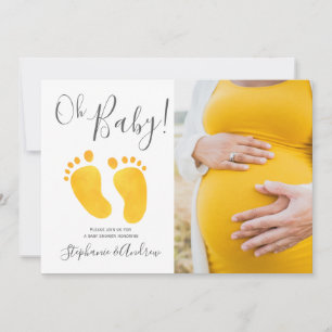 Oh Baby Foto Yellow Feet Baby shower Invitation Kaart