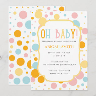 Oh Baby Fun Polka Dots Baby shower Uitnodigen Kaart