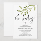 Oh Baby Gender Neutral Shower Invitation Verdure (Devant / Derrière)