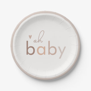 Oh Baby Genderneutraal modern Baby shower Papieren Bordje