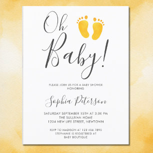 Oh Baby Geslacht Onzijdige Gele Voetjes Baby Showe Uitnodiging Briefkaart