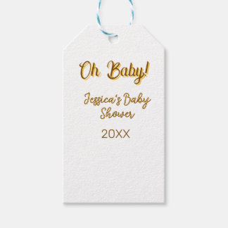 oh baby geslachtsneutrale babyshower oranje goudkl cadeaulabel