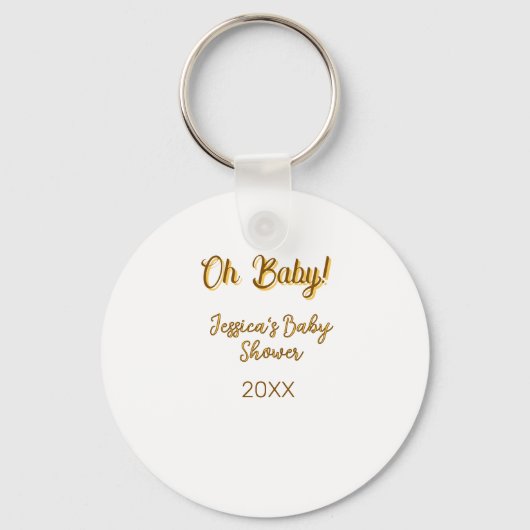 oh baby geslachtsneutrale babyshower oranje goudkl sleutelhanger (Voorkant)