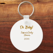 oh baby geslachtsneutrale babyshower oranje goudkl sleutelhanger (Voorkant)