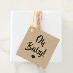Oh Baby Gift Label, Baby shower Labels, Kraft Bedankjes Labels