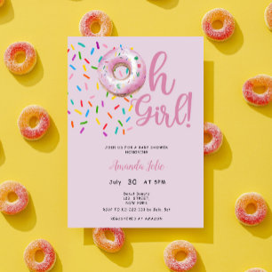 Oh Baby Girl Donut Theme Baby shower Uitnodiging