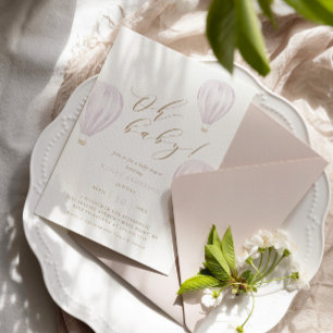 Oh Baby - Girl Hot Air Ballon Baby shower Kaart