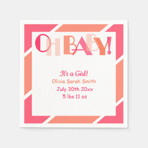 Oh Baby Girl Koraal Typografie Modern Baby shower Servet