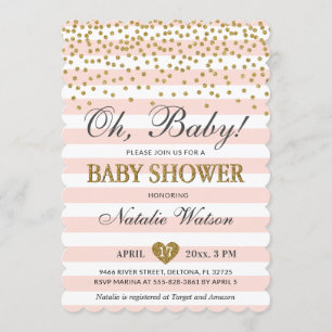 Oh Baby Girl Rose Gold Baby shower Invitation