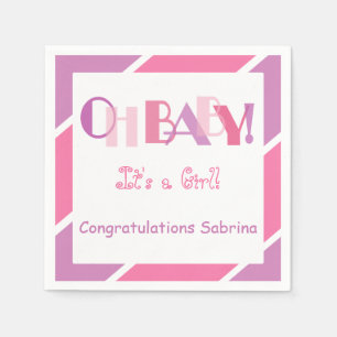 Oh Baby Girl Roze Modern Baby shower Party Servett Servet