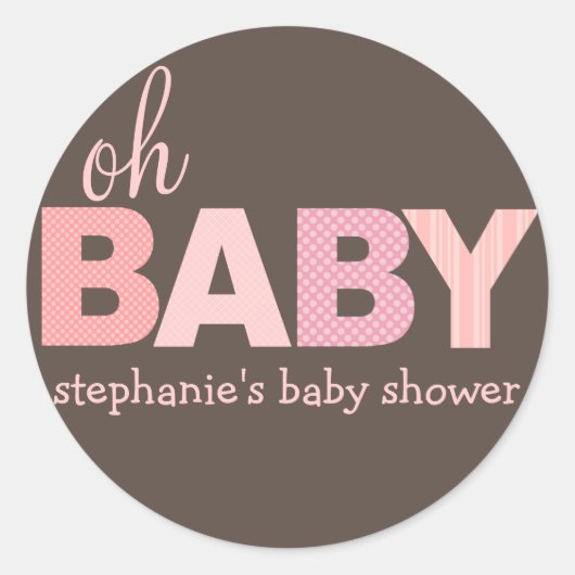 Oh Baby Girl Sticker Baby shower moderne | Rose (Devant)