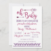 Oh Baby Girl Tribal Baby shower Invitation (Devant)
