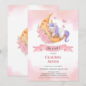 Oh Baby Girl Unicorn Douche Invitation (Devant / Derrière)