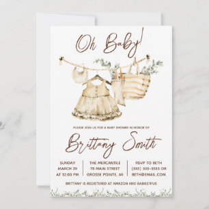 Oh Baby, Girls' Layette, Eucalyptus Baby shower Kaart