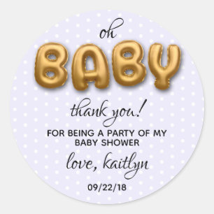 Oh Baby! Gold Foil ballon Neutraal Baby shower Ronde Sticker