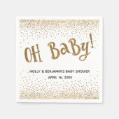 "Oh Baby!" Gold Glitter-Confetti, namen en datum Servet (Voorkant)