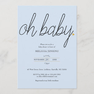 Oh Baby Gold Love Heart Baby shower / Sprinkle Kaart