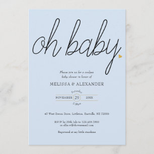 Oh Baby Gold Love Heart Couples Baby shower Kaart