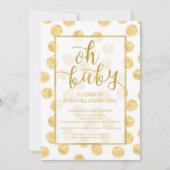 Oh Baby! Gold Polka Dots Baby shower Invitation Kaart (Voorkant)