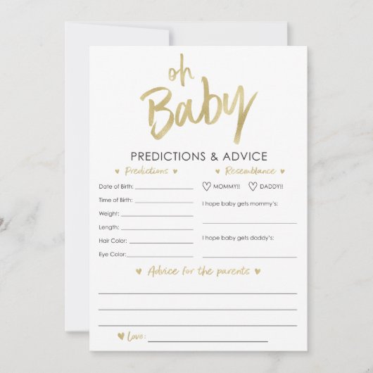 Oh Baby Gold Prédictions et carte de conseil (Devant)