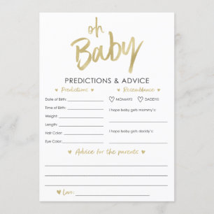 Oh Baby Gold Voordictions en Advice Card Kaart