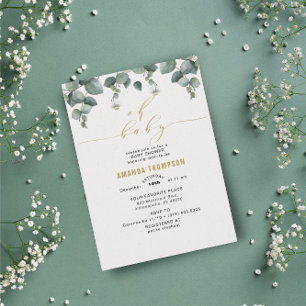 Oh Baby Golden Eucalyptus Baby shower Kaart
