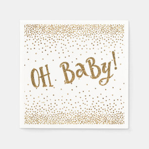 "Oh Baby!" Gouden Glitter Confetti voor Baby showe Servet