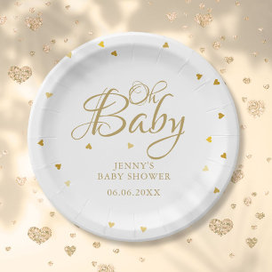 Oh Baby Gouden Hartjes Confetti Baby Shower Strooi Papieren Bordje