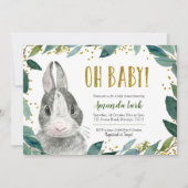 Oh Baby Green Bunny Baby shower Invitation (Devant)